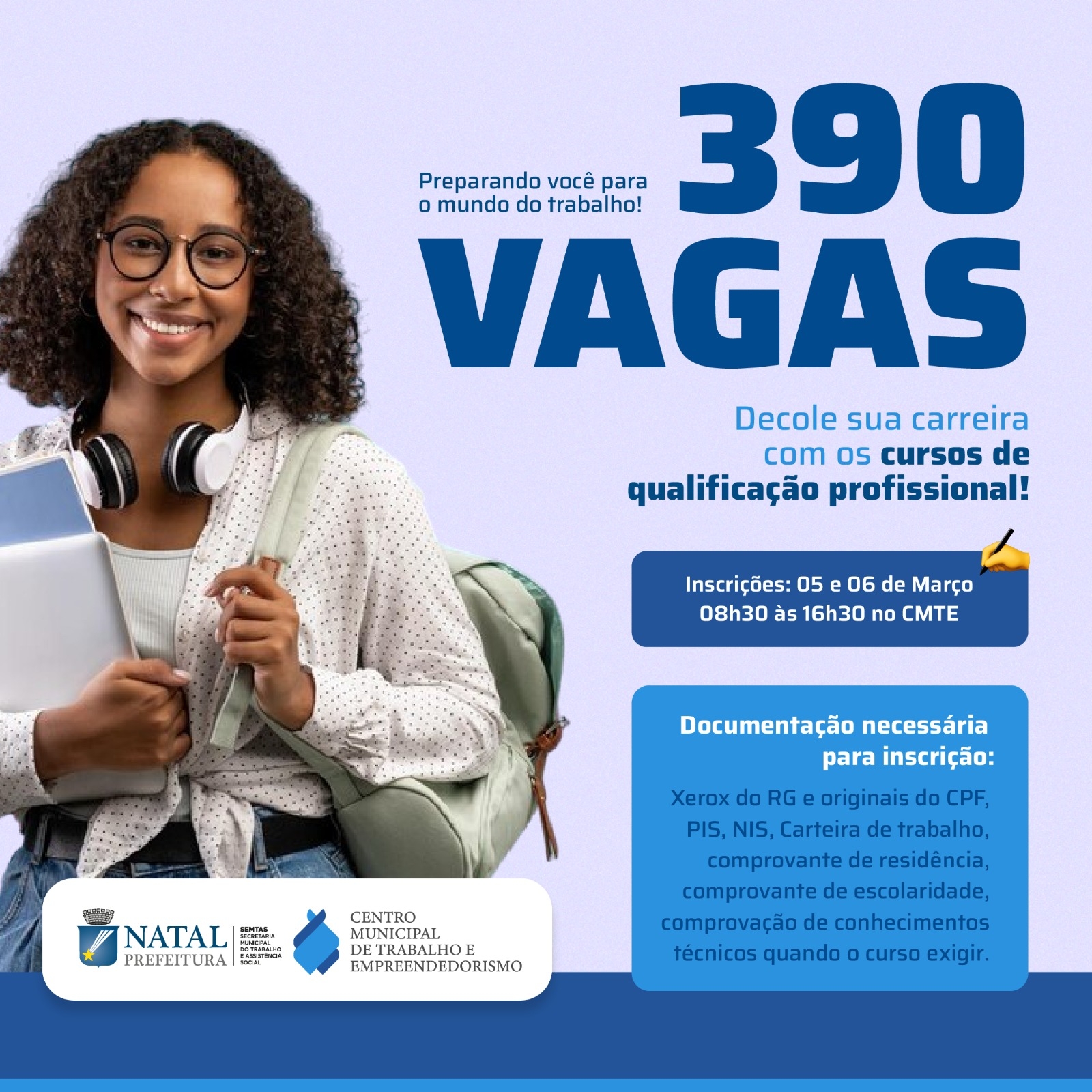 Prefeitura do Natal abre 390 vagas para cursos de qualificação profissional